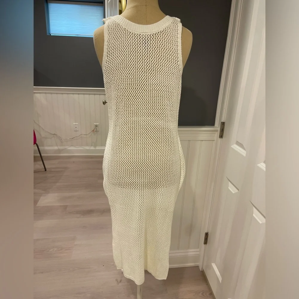Lulus Sandy Cove Cream Sheer Crochet Swim Cover-up - Picture 5 of 11